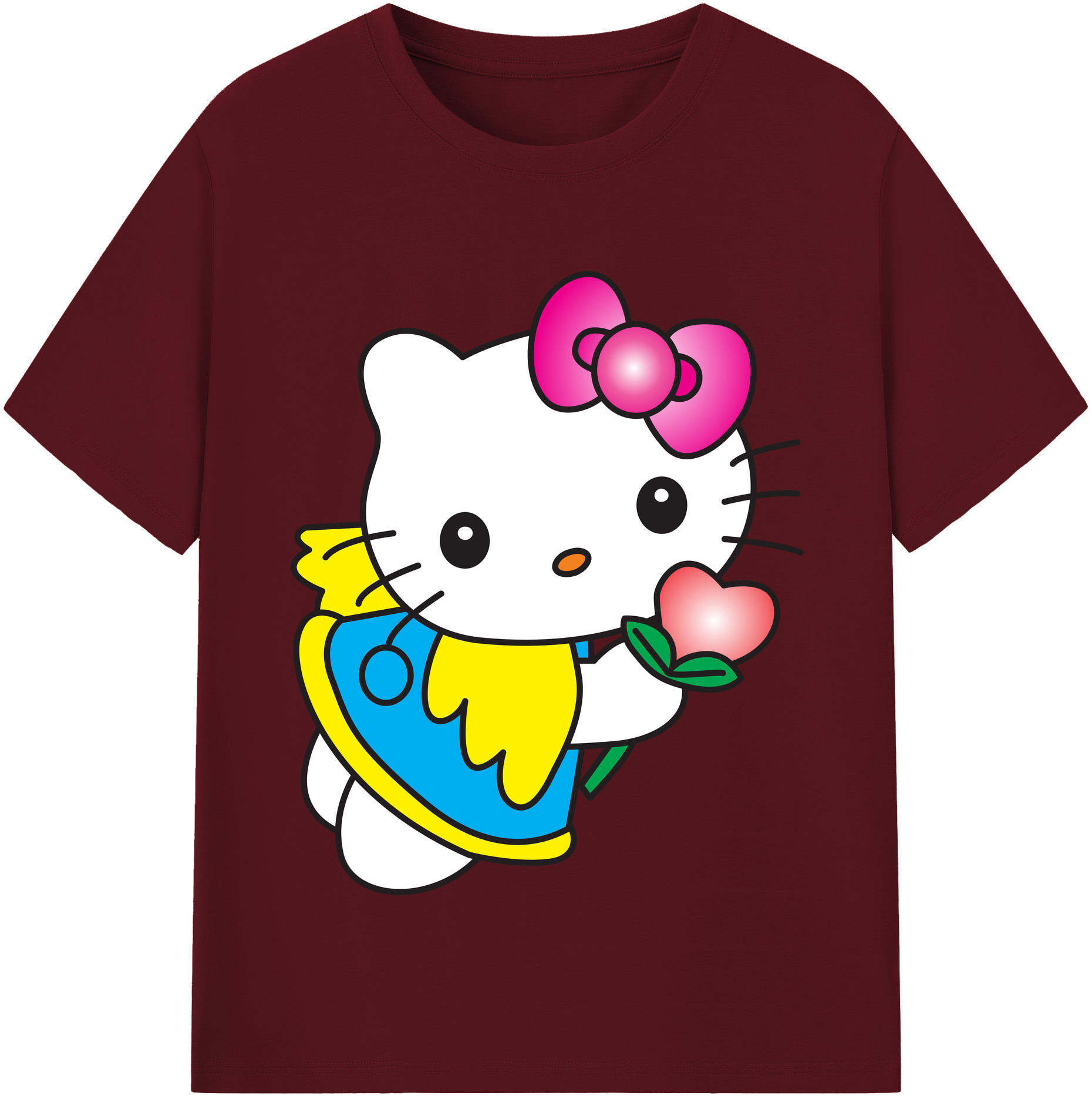 （画像用） Hello Kitty ハローキティ 綿100％半袖Tシャツ（フロントプリント）